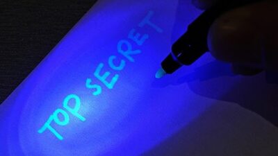 Secret codes for kids & adults – creative ideas &... 2 UV pens showing invisible writing that glows under UV light