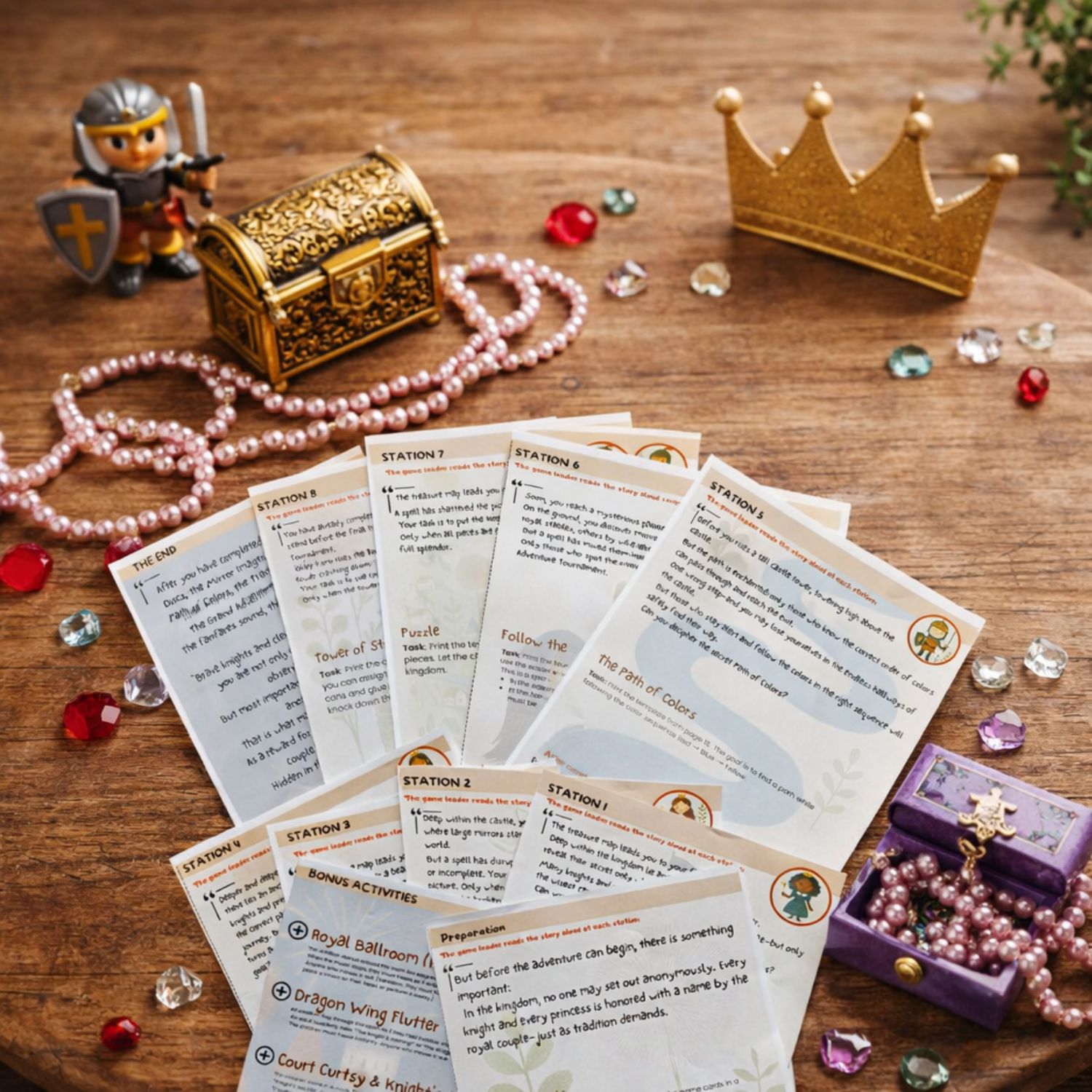 Princess & Knight Treasure Hunt - invitations and certificates