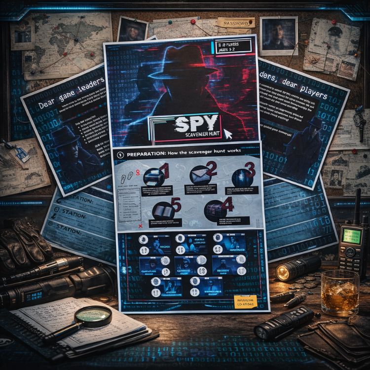 Spy Scavenger Hunt - printable kit overview