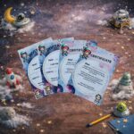 Space themed printable certificates for kids treasure hunt and astronaut birthday party