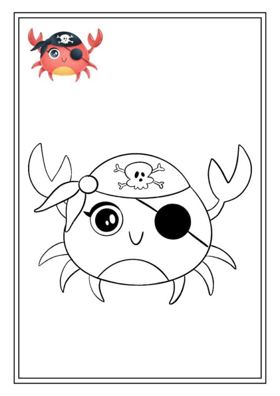Pirate adventure coloring page for kids