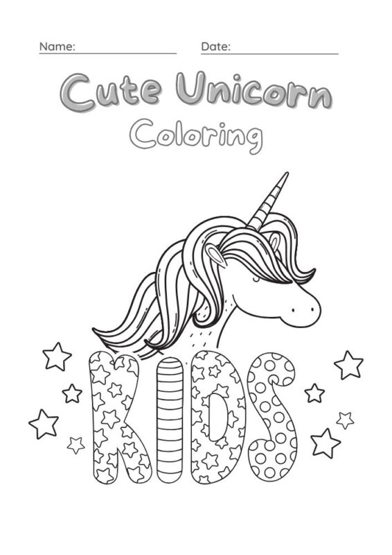 Kids unicorn coloring pages printable PDF