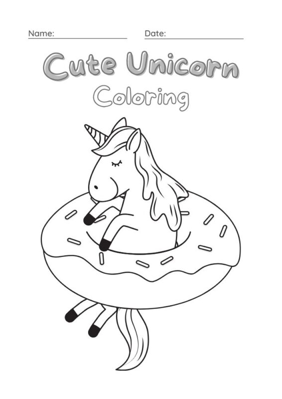 Magical unicorn coloring page printable PDF