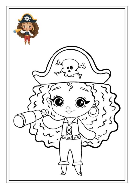Pirate coloring page for kids printable