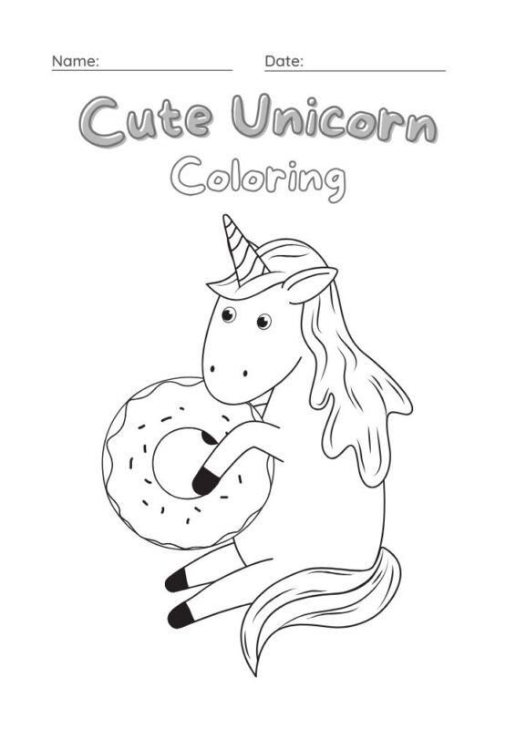 Simple unicorn coloring page for young kids