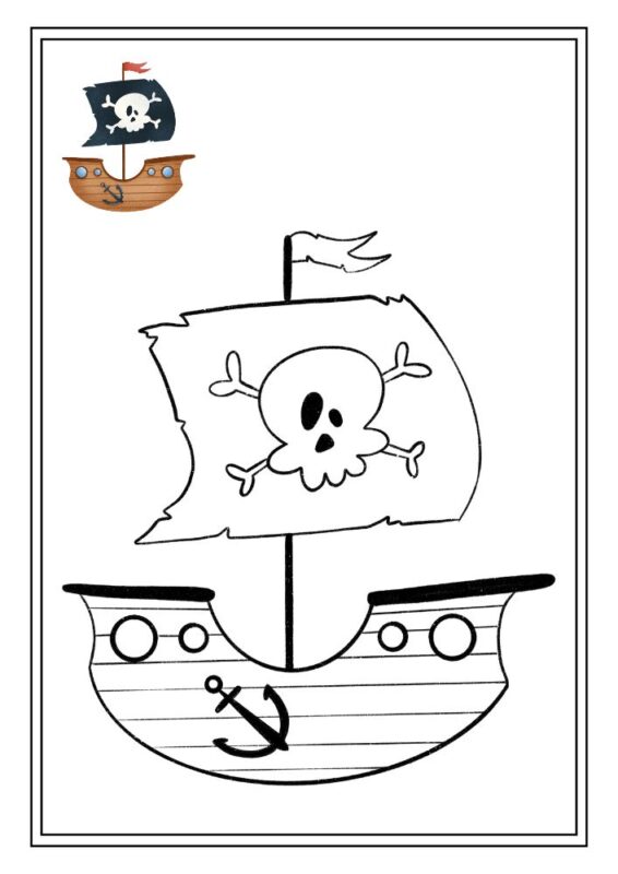 Pirate ship coloring page for kids