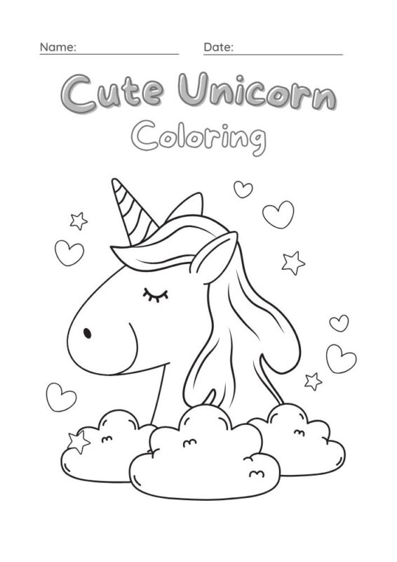 Free unicorn coloring book page printable