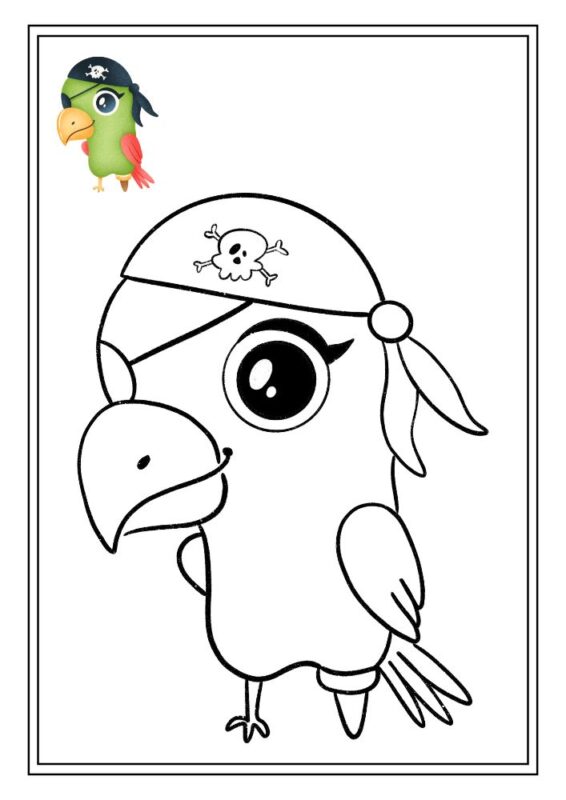 Pirate island coloring page for children