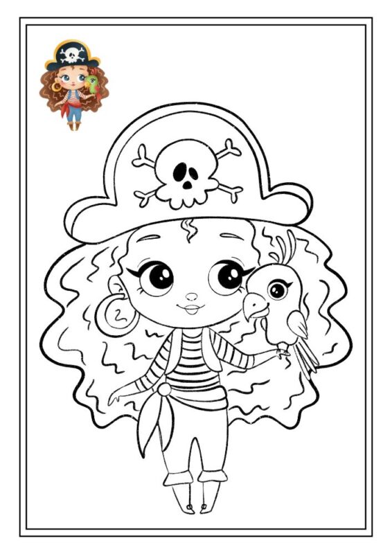 Friendly pirate coloring page for young kids