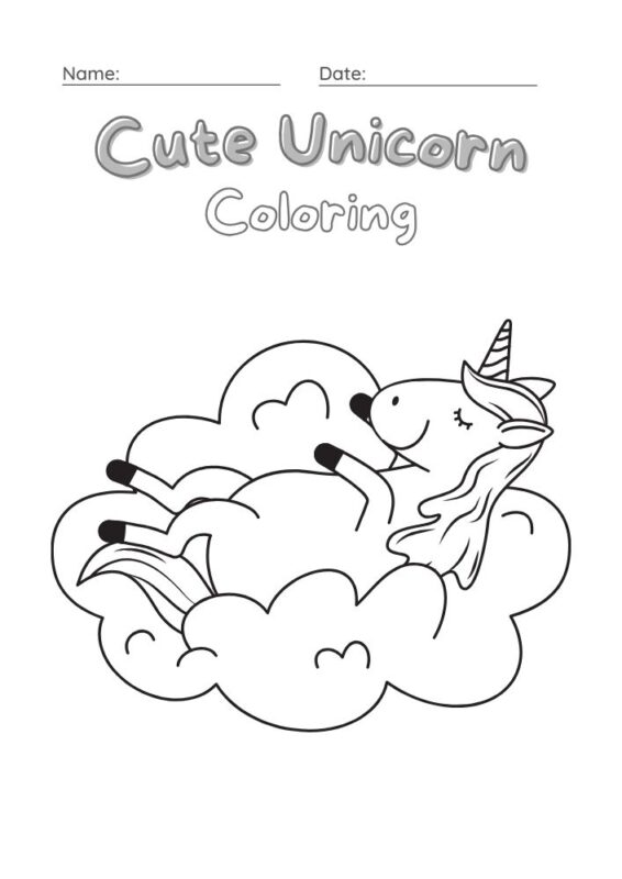 Easy unicorn coloring page to print
