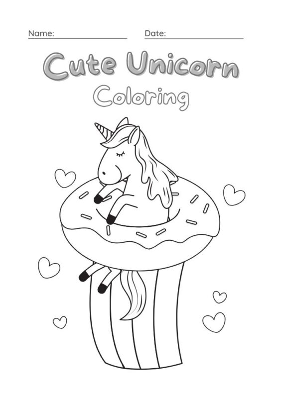 Unicorn coloring page for kids printable