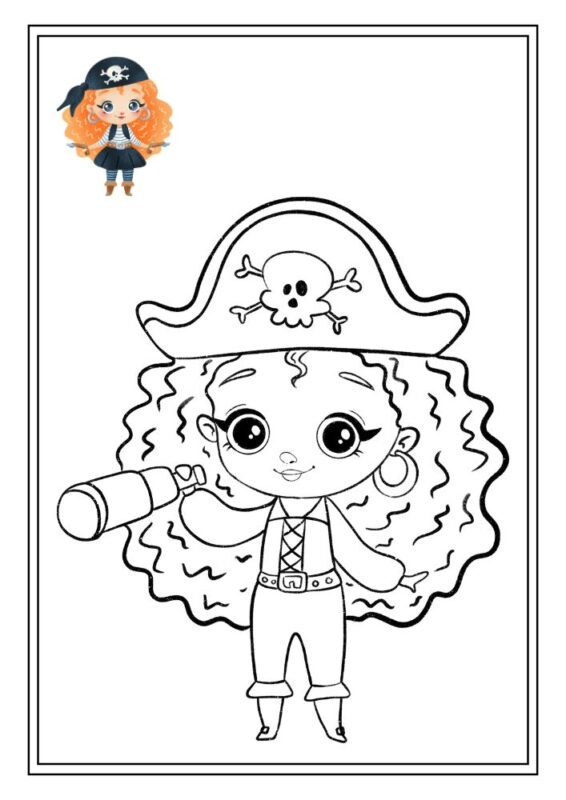 Easy pirate coloring page to print