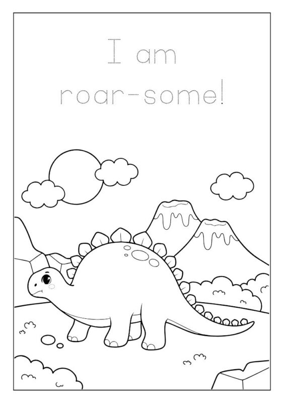 Simple dinosaur coloring page for young kids