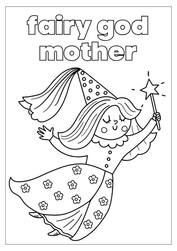 Fairy tale themed coloring page printable PDF