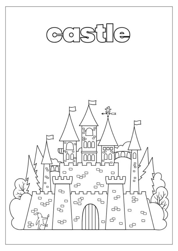 Knight and princess fairy tale coloring page