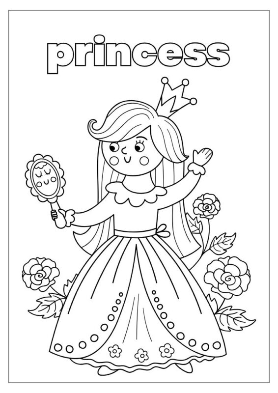 Fairy tale forest coloring page for kids
