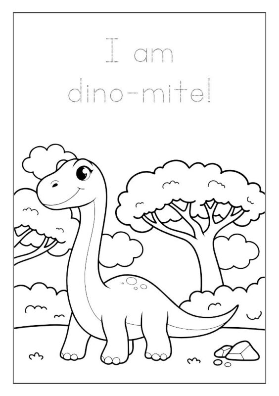 Cute T-Rex coloring page for children