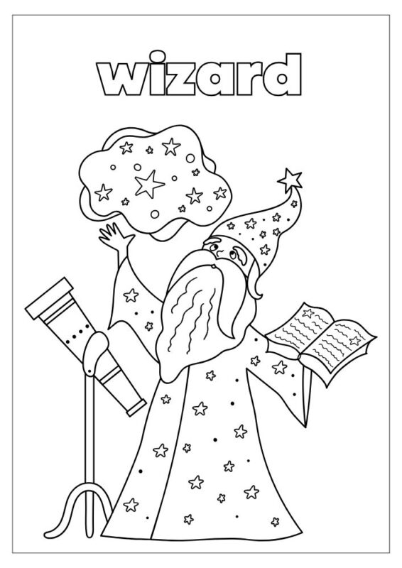 Fairy tale castle and dragon coloring page
