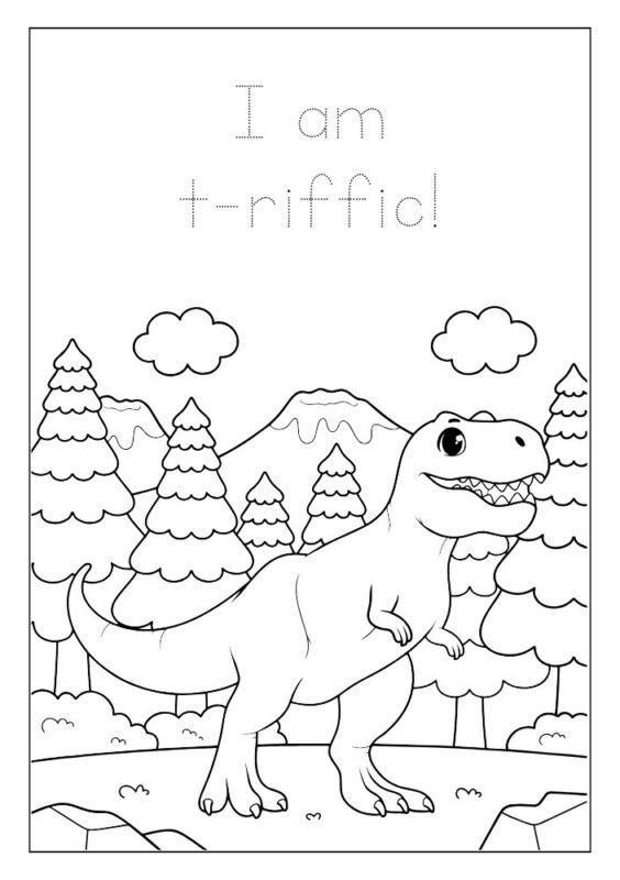 Easy dinosaur coloring page to print
