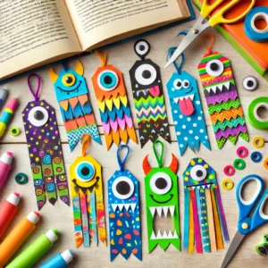 Monster bookmarks made from paper
