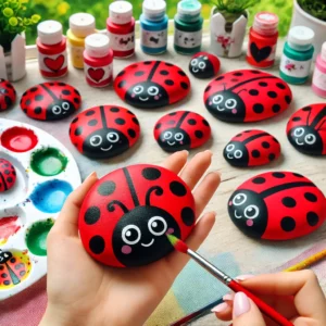 Ladybug rocks for the garden