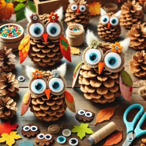 Pinecone owls craft project