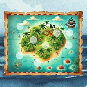 Treasure map illustration from our Pirate Scavenger Hunt