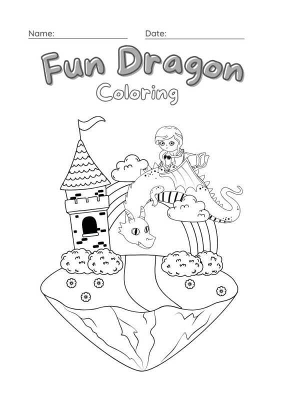 Free dragon coloring book page for children