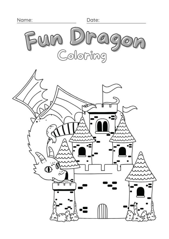 Simple dragon coloring page for young kids to color
