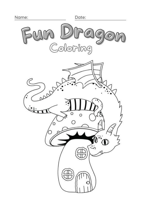 Brave dragon coloring page printable PDF for kids