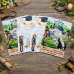 Horse-themed printable party invitations and diplomas for a kids treasure hunt birthday game