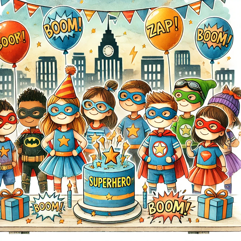 kindergeburtstag-superhelden-feier-illustration