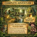 Jungle treasure hunt for kids with a complete storyline, explorers searching the jungle to find the golden jaguar