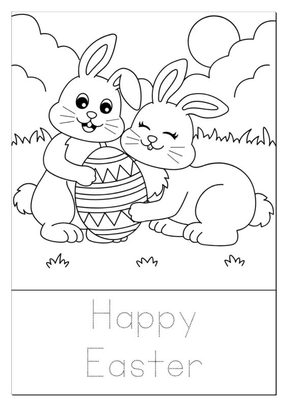 Spring flowers Easter coloring page for kids to color