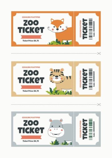 Colorful zoo animals coupon for a kids birthday scavenger hunt party
