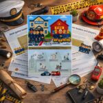 Printable police and firefighter scavenger hunt instructions and setup guide for kids birthday party game