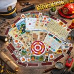 Police and fire department themed scavenger hunt printable set with puzzles, clues, and kids party activities