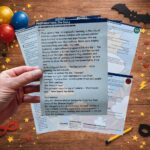 Hand holding the superhero scavenger hunt story introduction page with exciting mission storyline