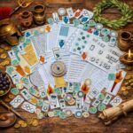 Ancient Greece themed scavenger hunt printable kit for kids with puzzles, codes, tokens and Olympic style challenges