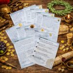 Printable ancient Greek themed scavenger hunt station cards and bonus challenges for kids party game