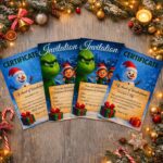 Printable Christmas scavenger hunt invitations and reward certificates for kids holiday party