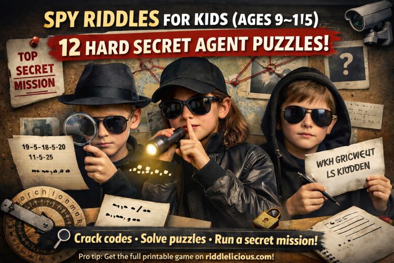 Spy riddles for kids ages 9–15 – young secret agents cracking codes and solving hard puzzles