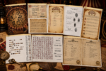 Circus detective treasure hunt printable puzzle pages with footprints, train ticket clues, fingerprints, coded messages, word search, and suspect alibis.