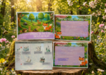 Spring forest treasure hunt printable PDF for kids with Felix the Fox, game instructions, treasure hunt setup guide, and woodland adventure pages.