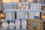 Winter treasure hunt printable with animal track puzzles, mazes, picture codes, logic clues, math activities, and a winter spot-the-difference game.